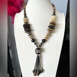 Artisan Nepal Clay and Bone Beaded Necklace
